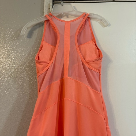 Athleta Deuce Court Tennis Dress Melon Shock Built In Bra Sheer XS Coral Orange - Picture 5 of 8